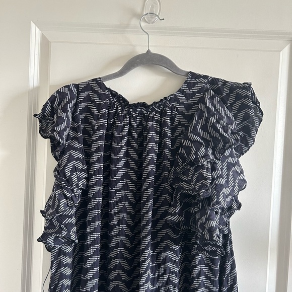 A Piece Apart 100% Silk Knee Length Size 10 Ruffle Sleeve Self Tie Dre… - Picture 8 of 11